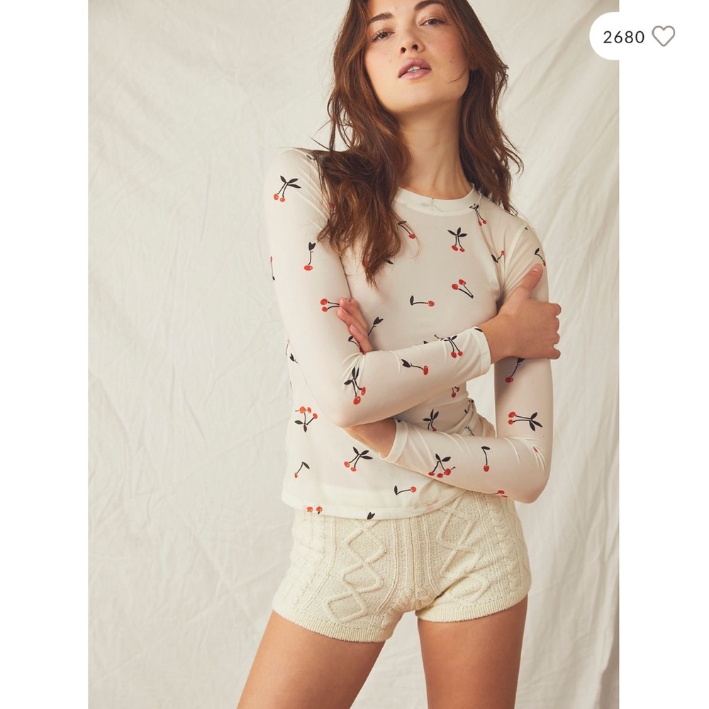 Free People Printed Top, Cherry